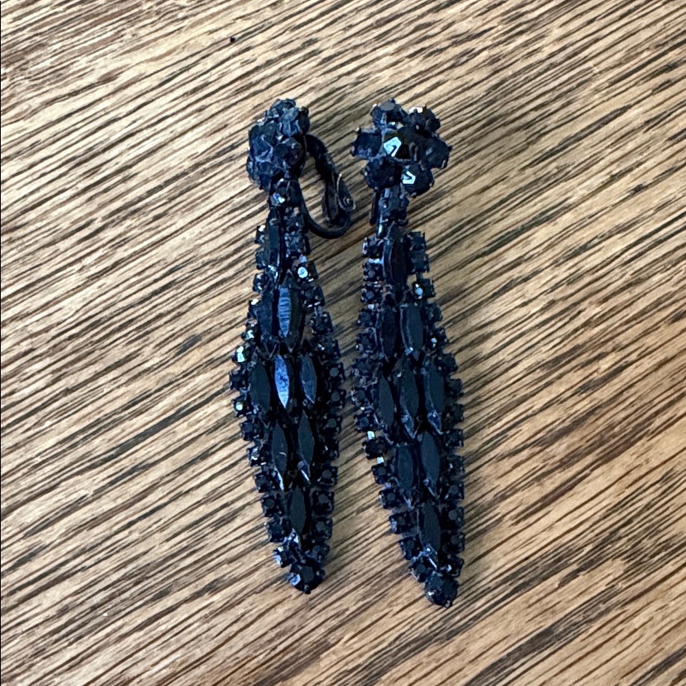 Art Deco Style Black Beaded Earrings
